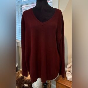 Quince Mongolian Cashmere Women's V-Neck Sweater - Burgundy